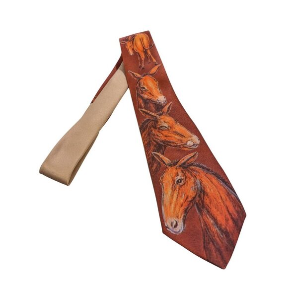 Vintage Ralph Marlin Neck Tie Blaine Heilman Art Mules Made in the USA Donkey - Picture 2 of 5